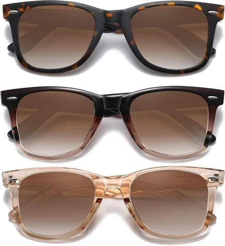 MEETSUN Lentes de sol polarizados retro para mujeres y hombres, lentes de espejo clásicos para conducción, 100% protección UV (paquete de 3)