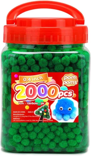Miniatura 36 de Iooleem Pompones rosados – Tamaño surtido, 1200 piezas con ojos móviles, opciones de purpurina, perfectos para artes y manualidades
