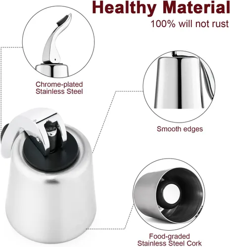 Miniatura 2 de Tapones de vino para botellas de vino con tapón de botella de vino al vacío de acero inoxidable con corchos de vino reutilizables de silicona, a