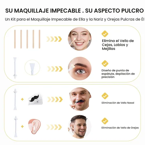 Miniatura 9 de Mini kit de depilación facial para mujeres, kit de depilación facial para depilación, kit de cera de cejas y labios con cuentas de 3.53 onzas, 50