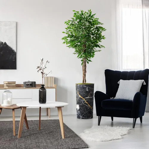 Miniatura 15 de Árbol artificial en macetero con efecto de granito moderno, palmera tropical areca artificial de seda para decoración del hogar en interiores