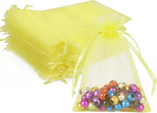 Miniatura 11 de Wudygirl 100 bolsas de organza rosa transparente de 5 x 7 pulgadas con cordón para joyería, bolsas para lápiz labial, baby shower, fiesta, boda