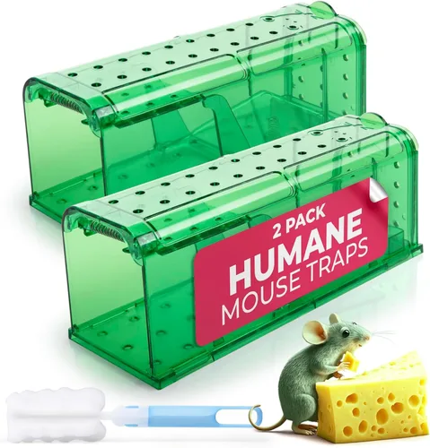 Trampa Humana para Ratones Paquete de 2 - No Mata - Trampas para Ratones Vivos para Interiores para Uso Doméstico - Trampas Reutilizables para