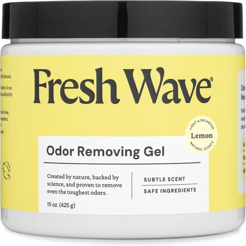 Fresh Wave Gel eliminador de olores de limón, 15 oz. | Absorbentes de olores para el hogar | Alivio de olores más seguro | Eliminador de olores