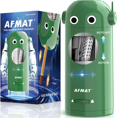 Miniatura 10 de AFMAT - Sacapuntas eléctrico para lápices de colores 7-11.5mm, sacapuntas robot totalmente automático, entrada y salida automática, recargable sin