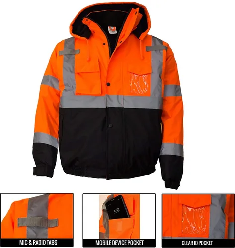 Miniatura 3 de WJ9011/12 - Chaqueta de seguridad para hombre, ANSI Clase 3 de alta visibilidad, impermeable