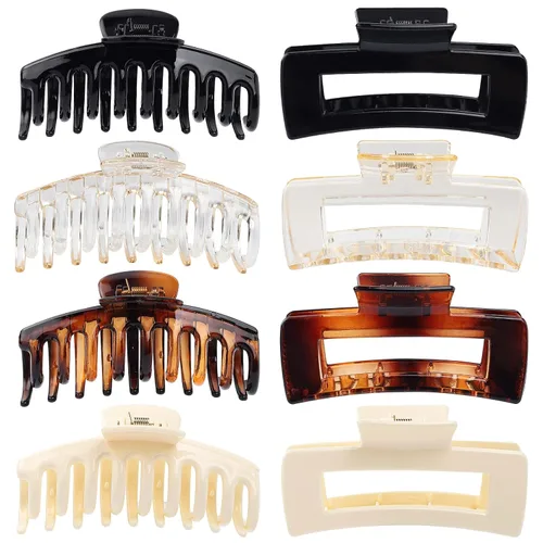 Miniatura 11 de laxizar Paquete de 8 pinzas rectangulares para el cabello para mujeres y niñas, clips de bandana grandes, pinzas de sujeción fuerte para el cabello