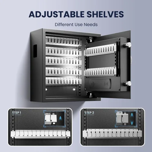 Miniatura 6 de KornerBatl Caja de bloqueo de llave de 65 posiciones con código, soporte de pared electrónico resistente para llaves con ranura de depósito y luz