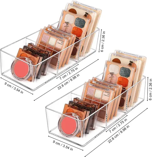 Miniatura 2 de JessLab Organizador de Acrílico, Paquete de 2 Secciones de Cubo Organizador de Maquillaje para Cajón, Organizador de Maquillaje para Tocador
