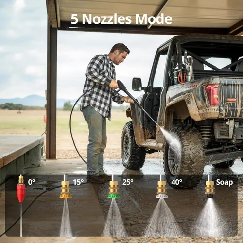 Miniatura 3 de Lavadora a presión de gas 3800 PSI 2.5 GPM, motor OHV de 212cc, lavadora de alta resistencia con 5 boquillas y ruedas de 10 pulgadas, portátil