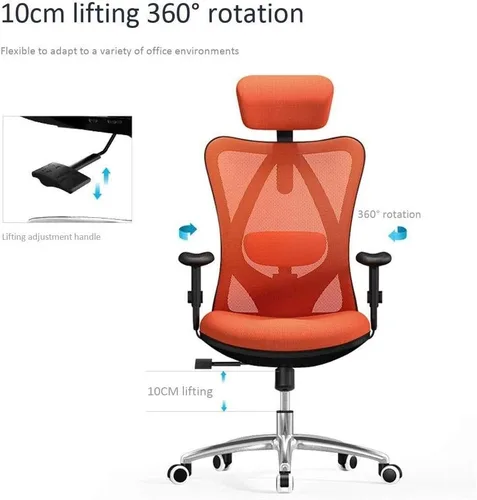 Miniatura 2 de Silla de oficina ergonómica giratoria ejecutiva multifunción de malla con ajustable (negro)