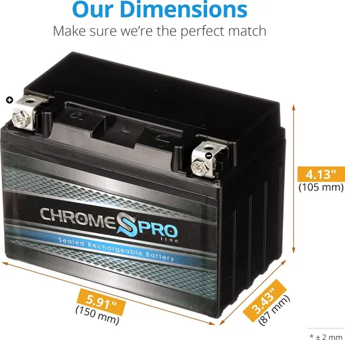 Miniatura 2 de Chrome S Pro YTX12A-BS Reemplazo de batería de 12V 10Ah sin mantenimiento para ATV, motocicleta, motos acuáticas, scooter, UTV y más, terminal