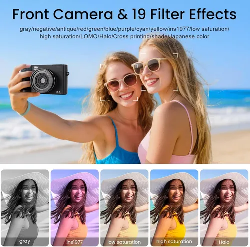 Miniatura 4 de LAMA Cámara digital 5K UHD 75MP para fotografía – Zoom 18X, enfoque automático, 32 GB, cámara de vlogging WiFi anti-vibración con luz de relleno
