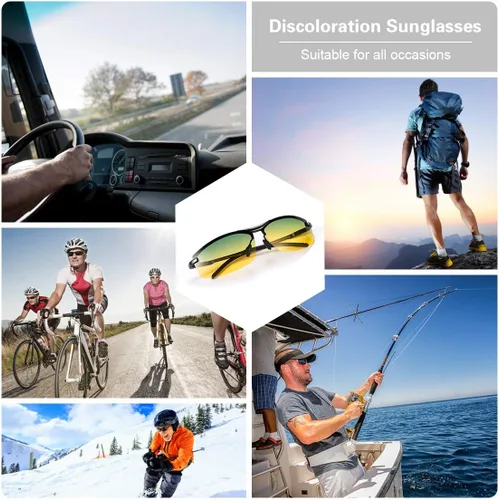 Miniatura 8 de Gafas de sol polarizadas fotocrómicas para hombre Al-Mg marco de metal gafas de conducción deportivas protección UV400 gafas antirreflejos Lente