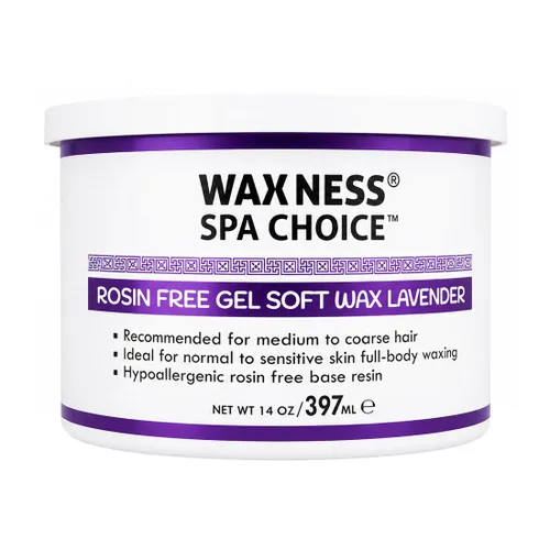 Waxness Spa Choice - Gel sin colofonia, cera suave, lavanda, 14 oz / 13.4 fl oz