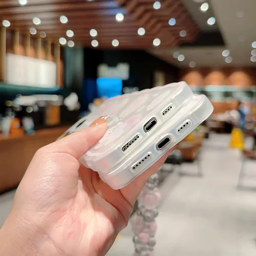 Miniatura 7 de Funda compatible con iPhone 15, patrón de conejo melocotón de dibujos animados lindo con bonito diseño de cadena, para mujeres y niñas, funda kawaii