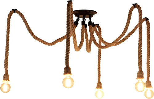 Miniatura 11 de 1 cabeza 1.5M cuerda de cáñamo vintage luz E26/E27 base, lámpara de techo colgante, estilo retro para comedor, restaurante, bar iluminación