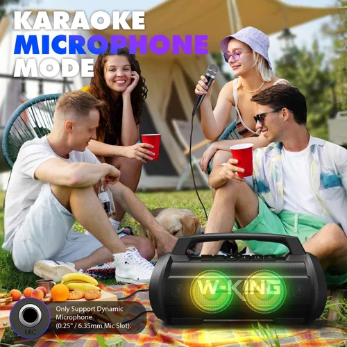 Miniatura 8 de W-KING Altavoces Portátiles Bluetooth Inalámbricos, Altavoz Bluetooth Más Potente de 120W Máx, Altavoz Exterior Impermeable IPX6 con Graves