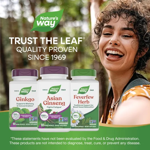 Miniatura 7 de Nature's Way, Ginseng asiático herbario premium, combate la fatiga*, 60 cápsulas