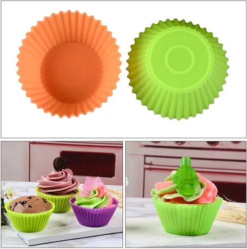 Miniatura 6 de Moldes de silicona para hornear cupcakes, 24 moldes de silicona reutilizables, incluyendo redondo, rectanguar, cuadrado, flor de silicona de grado