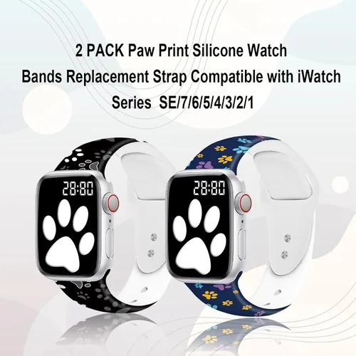 Miniatura 2 de Paquete de 2 correas de reloj navideñas compatibles con Apple Watch de 1.496 pulgadas/1.575 pulgadas/1.614 pulgadas/1.654 pulgadas/1.732