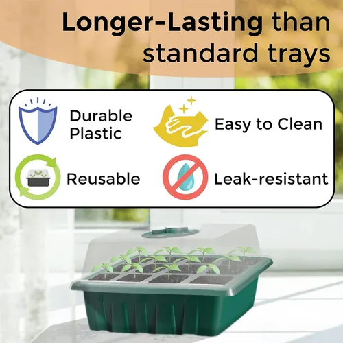 Miniatura 3 de Seed Starter Tray, 10 Pack 12 Cell Seed Starter Kit with Humidity Dome, Reusable Plant Trays for Seedlings, Germination Kit with Humidity Strip for