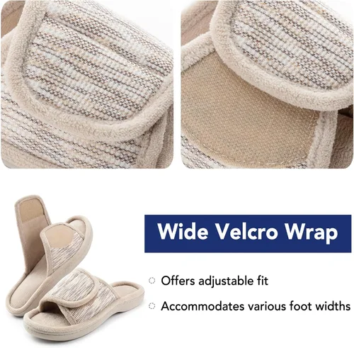 Miniatura 3 de RockDove - Pantuflas de espuma viscoelástica ajustables con envoltura para mujer