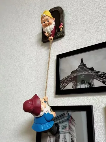 Miniatura 3 de coolboy Estatua de gnomo de jardín al aire libre, escultura de jardín de elfos trepadores, figuras de gnomo, decoración colgante de hadas, figuras