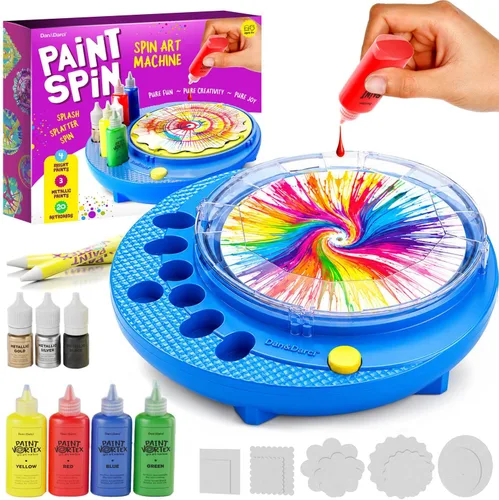 Dan&Darci Kit de Máquina de Arte de Pintura Giratoria para Niños - Artes y Manualidades para Niños, Niñas - Set de Arte y Manualidades Regalo de