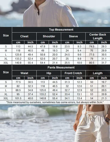 Miniatura 6 de COOFANDY Conjunto de 2 piezas de ropa de playa de lino para hombre