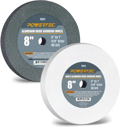 Miniatura 9 de POWERTEC Muela abrasiva CBN de 6 pulgadas grano 320, 1-1/4" de ancho, árbol de 1/2" - Rueda de afilado CBN 4 en 1 con borde de radio de 1/4" y cara