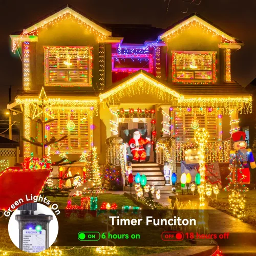 Miniatura 4 de Blingstar - Luces de carámbano, luces de Navidad al aire libre de 49.2 pies, 440 LED, luces colgantes extensibles, 8 modos, luces de carámbano