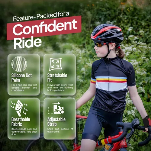 Miniatura 2 de 3 pares de guantes de ciclismo para niños, guantes de ciclismo antideslizantes sin dedos para niños y niñas Guantes de moto para niños