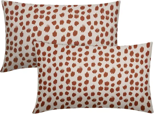 Miniatura 81 de Fundas de almohada marrón y blancas de 18 x 18 pulgadas, juego de 2 almohadas boho grises con lunares, fundas de almohada modernas estampadas