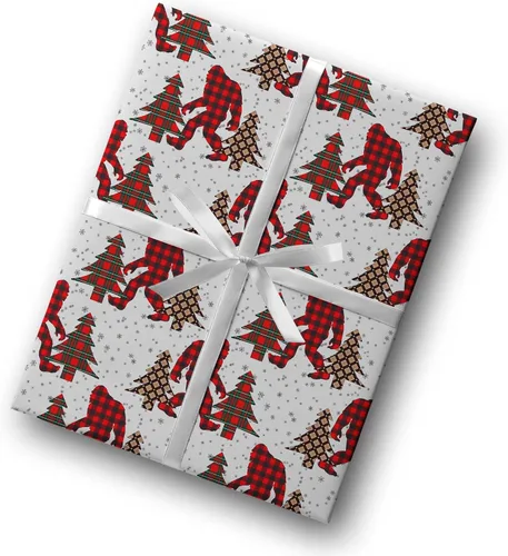 Miniatura 5 de Papel de regalo de lujo de Navidad con diseño de pie grande, papel de regalo grueso para árbol de Navidad, decoración de Navidad Sasquatch