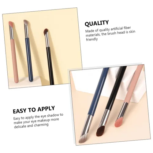 Miniatura 8 de Beaupretty 3 brochas correctoras para debajo de los ojos, mini cepillo de nariz plano en ángulo para ocultar la mezcla y pulir