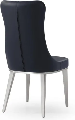 Miniatura 7 de ZURI Modern Norma Silla de comedor - Negro con base de acero inoxidable cepillado