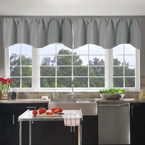 Miniatura 19 de Cenefa Blanco Puro Paquete de 2 - Cortinas de Liquidación para Sala de Estar, Baño y Dormitorio - Estilo Granja Festoneado, 18 Pulgadas de Largo