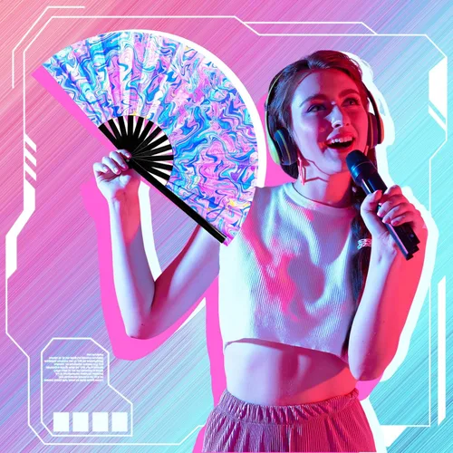 Miniatura 3 de Pinkunn 10 ventiladores plegables de mano con varillas de bambú y estuche para festivales, manualidades, rave, arco iris, para regalos de fiesta