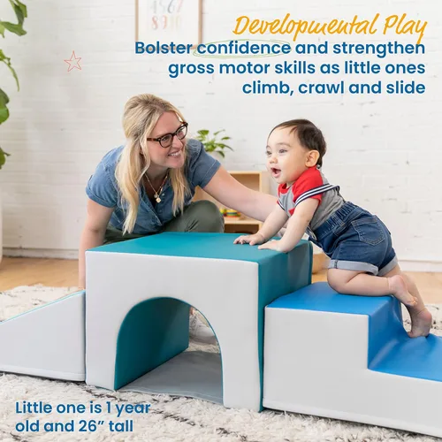 Miniatura 3 de ECR4Kids SoftZone Escalador de túnel individual, conjunto de juego para niños pequeños, contemporáneo, 3 piezas