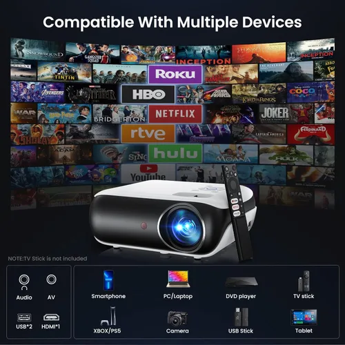 Miniatura 9 de Proyector inteligente oficial de Google TV, HAPPRUN 4K UHD Home Theater con sonido Dolby, Wi-Fi y Bluetooth, aplicaciones de transmisión integradas