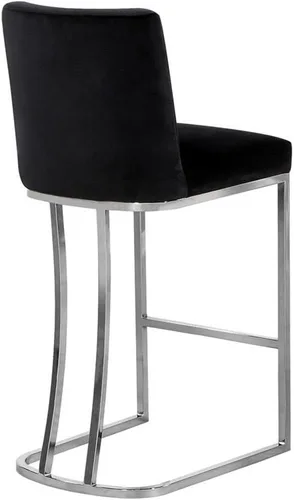 Miniatura 4 de Meridian Furniture Heidi Collection Modern Taburete tapizado de terciopelo contemporáneo con patas de metal cromado pulido, 16 pulgadas de ancho x