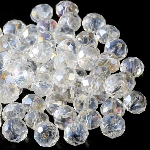 Miniatura 6 de Weebee Briolette Cuentas de cristal facetadas Rondelle sueltas, cuentas espaciadoras de cristal a granel para manualidades, pulseras, collares