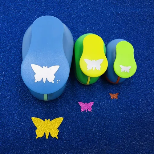 Punchers de papel de 2 pulgadas, 1 pulgada y 5/8 pulgadas, 3 piezas, para álbumes de recortes, para manualidades (mariposa)