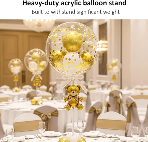 Miniatura 3 de lightsfever Kit de soporte acrílico reutilizable para globos, exhibición de mesa resistente con palos y base, soportes de globos para centros