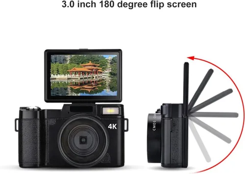 Miniatura 3 de Cámara digital 4K para fotografía y video, cámara de enfoque automático de 48 MP para YouTube, cámara compacta de viaje con tarjeta SD de 32 GB