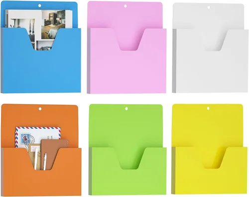 Miniatura 11 de MFTEK Soporte magnético para archivos con 6 bolsillos, organizador de archivos colgantes, suministros de oficina para gabinetes, pizarra blanca