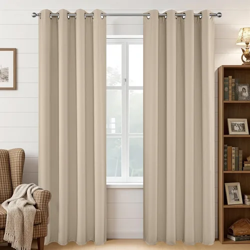 Miniatura 102 de Joydeco - Juego de 2 paneles de cortinas opacas de 63 pulgadas, 2 cortinas largas con aislamiento térmico burg, cortinas de oscurecimiento