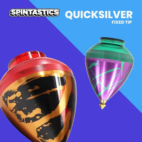 Miniatura 4 de Spintastics Quicksilver Hybrid Spin Top - Punta fija (azul y rojo)