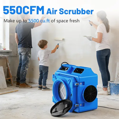 Miniatura 7 de Depurador de aire con filtración de 3 etapas, depurador de aire HEPA de 550 CFM de grado industrial, limpiador de aire resistente con filtro